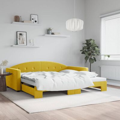 vidaXL Dnevni krevet na razvlačenje žuti 100 x 200 cm baršunasti