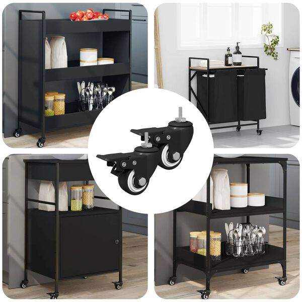 vidaXL Kotači 2 pcs Crna M6 x 37 mm Željezo i Najlon