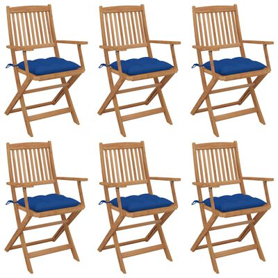 vidaXL Sklopive vrtne stolice s jastucima 6 kom masivno bagremovo drvo