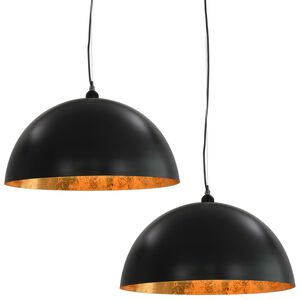 vidaXL Stropne svjetiljke 2 kom crno-zlatne polukuglaste 50 cm E27