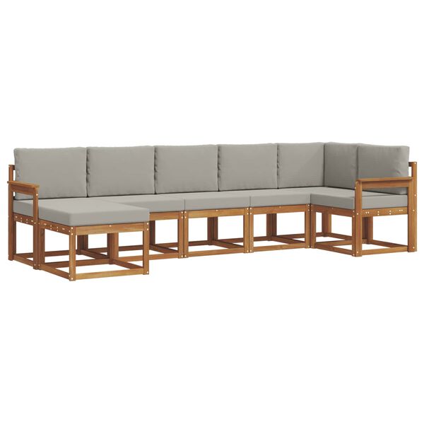 vidaXL Set vanjskih sofa s jastukom 7 pcs Prirodna i svijetlo siva