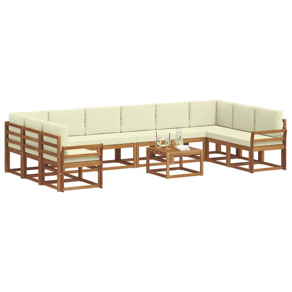 vidaXL Set vanjskih sofa s jastukom 11 pcs Prirodna i krem