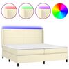 vidaXL Krevet box spring s madracem LED krem 200x200cm od umjetne kože