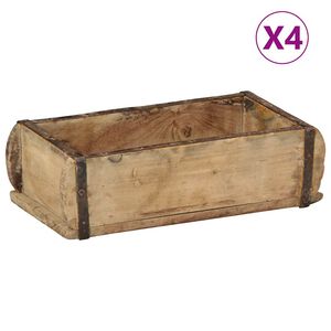 vidaXL Pladanj 4 pcs Smeđa 30 x 15 x 9 cm Čvrsto drvo iz reciklaže