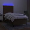 vidaXL Krevet box spring s madracem LED tamnosmeđi 100x200 cm tkanina