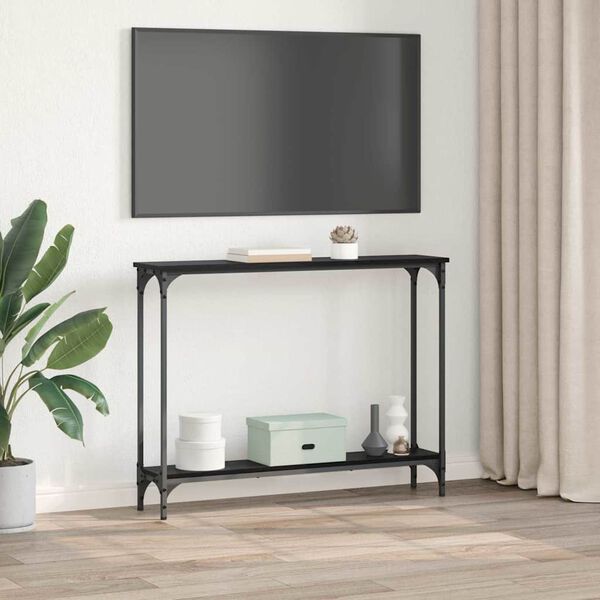 vidaXL Konzolna stolica s policom Crni hrast 100 x 22,5 x 75 cm