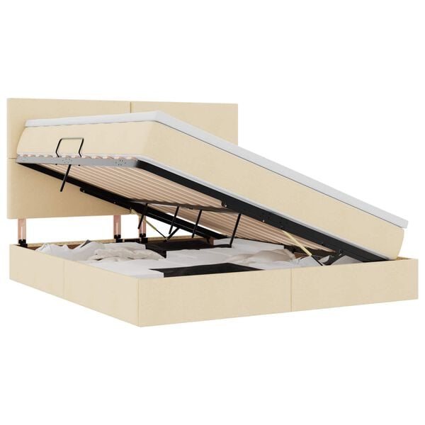 vidaXL Krevet s prostorom za pohranu s LED-om Krema 160 x 200 cm