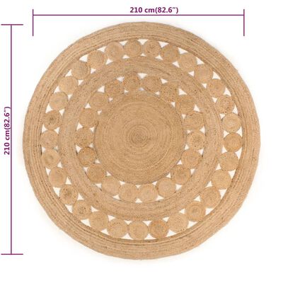 vidaXL Ukrasni pleteni tepih od jute 210 cm okrugli