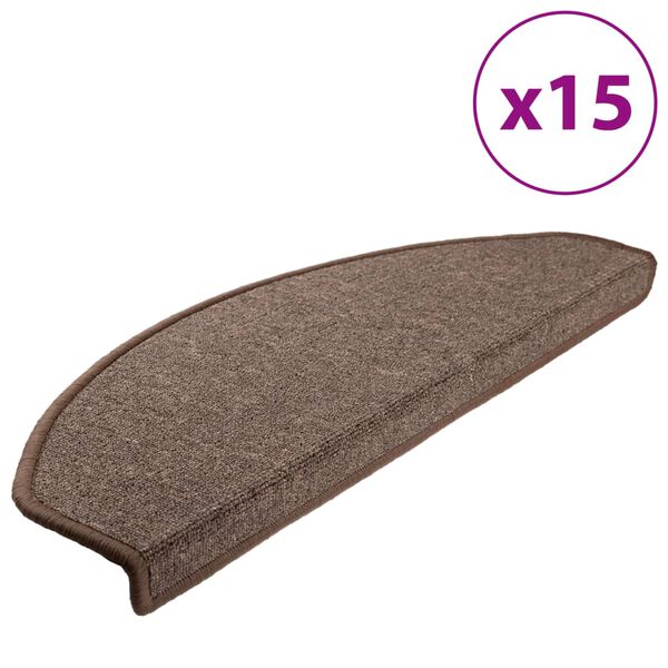 vidaXL Prostirke za stepenice 15 kom 65x24x4 cm boje kave, poluokrugle, velike