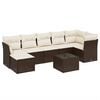vidaXL 8-dijelni set vrtnih sofa s jastucima smeđi od poliratana