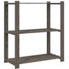 vidaXL Stalak za pohranu 3 razina sivi 80x38x90 cm masivna borovina