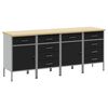 vidaXL Radni ormar s ladicama 4 kom. Crna i Siva 200 x 55 x 85 cm