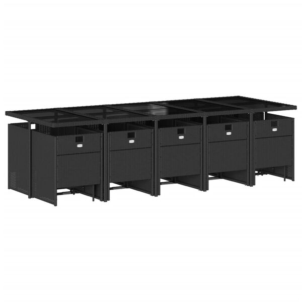 vidaXL 15-dijelni vrtni blagovaonski set s jastucima poliratan crni