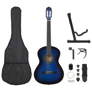 vidaXL 12-dijelni set klasične gitare za početnike plavi 4/4 39"