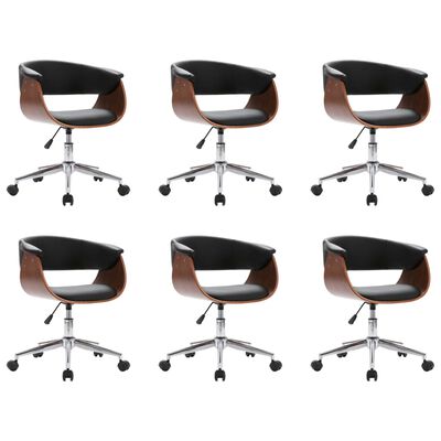 vidaXL Blagovaonske stolice od umjetne kože okretne 6 kom crne