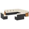 vidaXL 13-dijelni set vrtnih sofa s jastucima poliratan crni