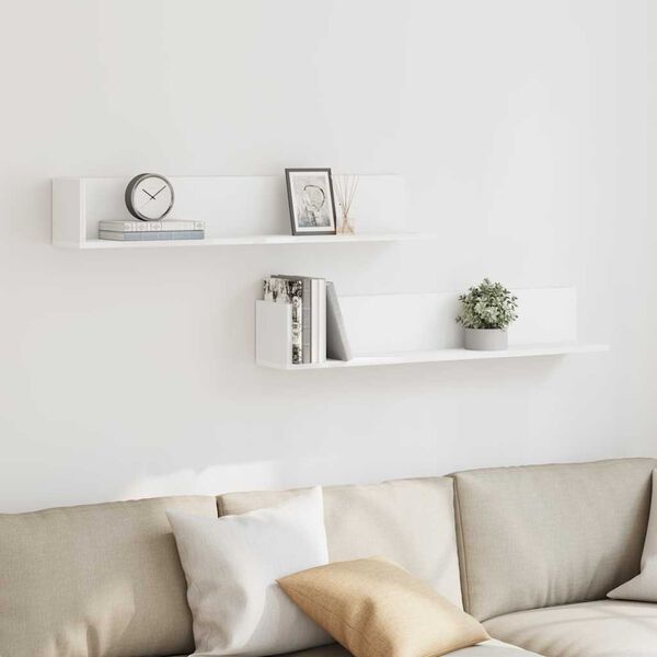 vidaXL Zidne police 2 kom bijele 100x16,5x16,5 cm konstruirano drvo