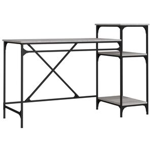vidaXL Radni stol s policama boja hrasta 135x50x90 cm drvo i željezo