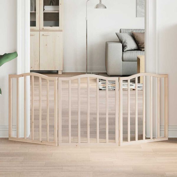 vidaXL Vrata za pse s 3 panela sklopiva 150 cm od drva topole