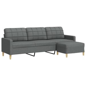 vidaXL Trosjed s tabureom tamnosivi 210 cm od tkanine