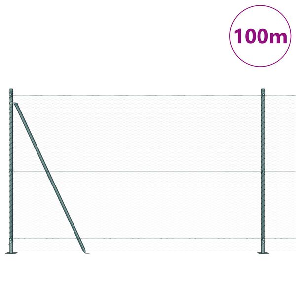 vidaXL Stup za ogradu Zelena 100 x 1,5 m (mreža 25 mm) Čelik i PVC
