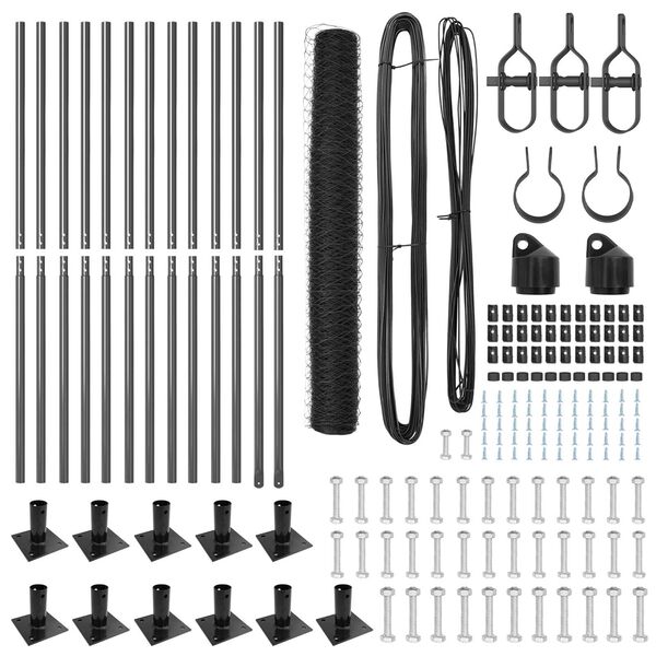 vidaXL Stup za ogradu Siva 25 x 0,8 m (mreža 36 mm) Čelik i PVC