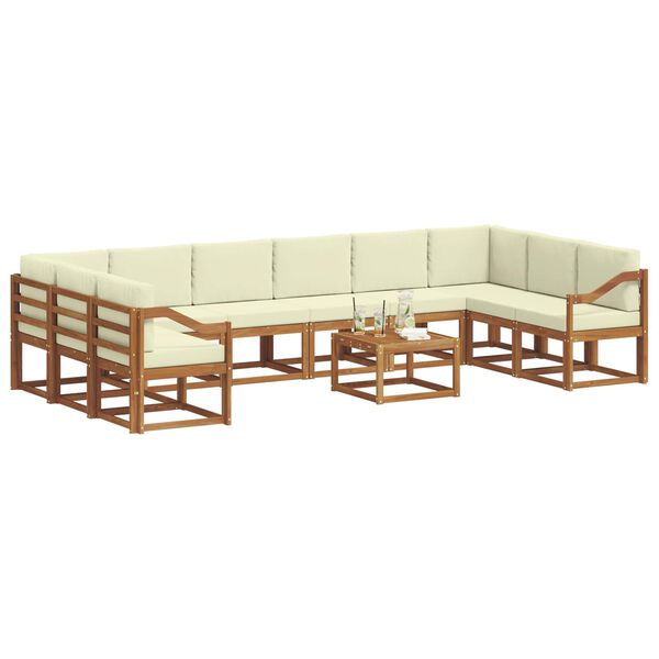 vidaXL Set vanjskih sofa s jastukom 11 pcs Prirodna i krem