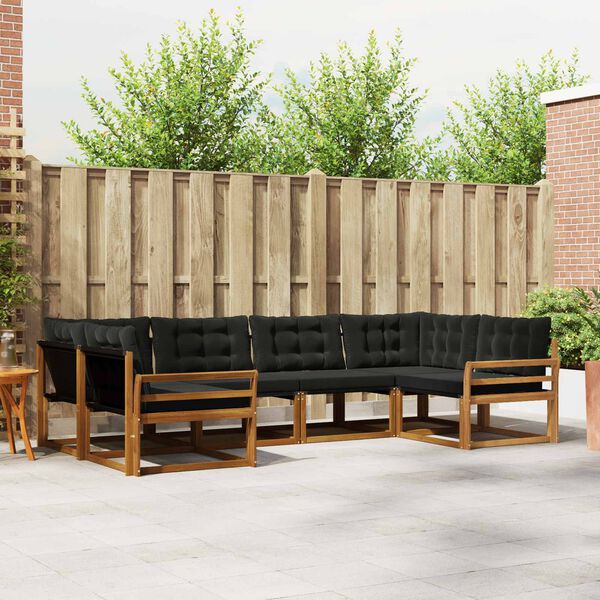 vidaXL Set vanjskih sofa s jastukom 6 pcs Prirodna i crna