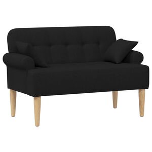 vidaXL Ljubavni kauč s gumbima Crna 120 x 65 x 79 cm Tkanina