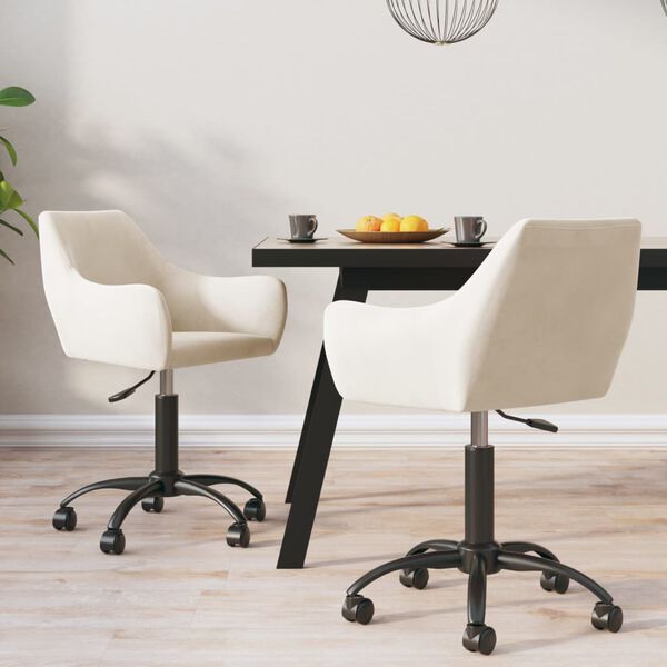 vidaXL Okretne blagovaonske stolice 2 kom krem bar&scaron;unaste