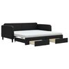 vidaXL Dnevni krevet na razvlačenje s ladicama crni 100x200 cm tkanina