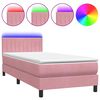 vidaXL Box Spring krevet s madracem i LED ružičasti 80 x 220 cm bar&scaron;unasti