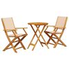 vidaXL 3-dijelni bistro set od tkanine i masivnog drva krem bež
