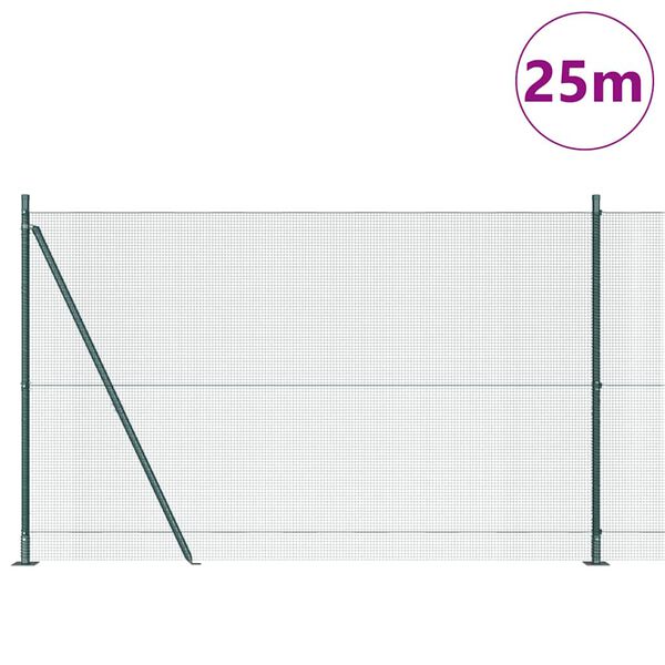 vidaXL Stup za ogradu Zelena 25 x 1,4 m (12 x 12 mm mreža) Čelik i PVC