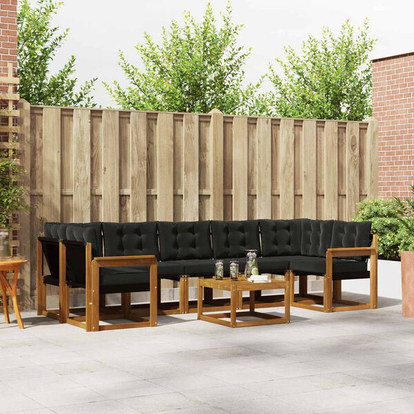 vidaXL Set vanjskih sofa s jastukom 8 pcs Prirodna i crna