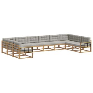 vidaXL Set vanjskih sofa s jastukom 10 pcs Bijela i svjetlosiva