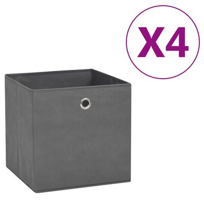 vidaXL Kutije za pohranu od netkane tkanine 4 kom 28 x 28 x 28 cm sive