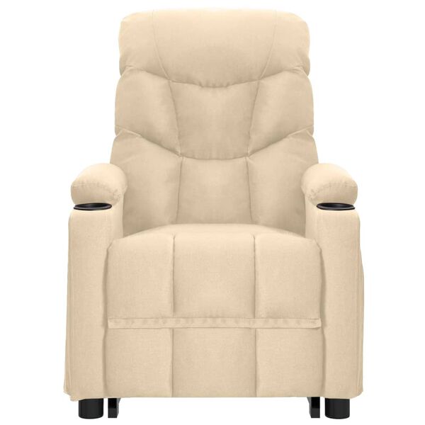 vidaXL Masažna fotelja na podizanje od tkanine krem