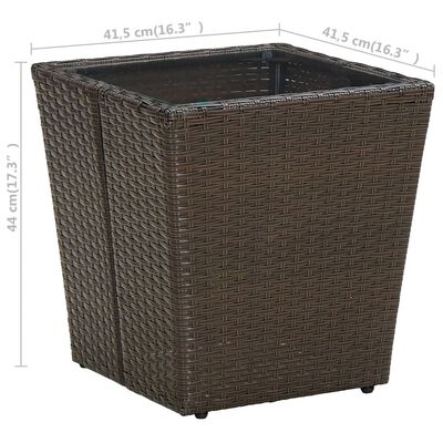 vidaXL Stolić za čaj smeđi 41,5x41,5x44 cm poliratan i kaljeno staklo