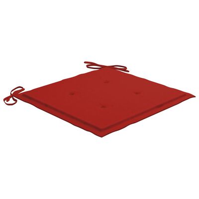 vidaXL Blagovaonske stolice s crvenim jastucima 6 kom od tikovine