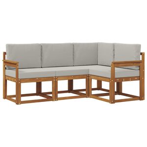 vidaXL Set vanjskih sofa s jastukom 4 pcs Prirodna i svijetlo siva