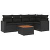 vidaXL 6-dijelni set vrtnih sofa s jastucima crni od poliratana