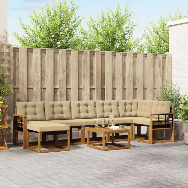 vidaXL Set vanjskih sofa s jastukom 8 pcs Prirodna i bež