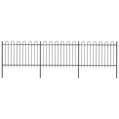 vidaXL Vrtna ograda s ukrasnim lukovima čelična 5,1 x 1,2 m crna