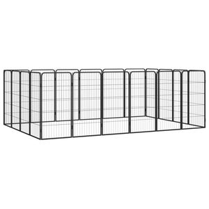 vidaXL Ograda za pse s 20 panela crna 50 x 100 cm čelik obložen prahom