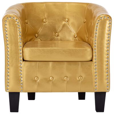 vidaXL Fotelja od umjetne kože sjajna zlatna