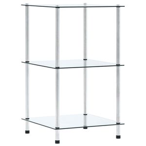 vidaXL Police s 3 razine prozirne 40 x 40 x 67 cm od kaljenog stakla