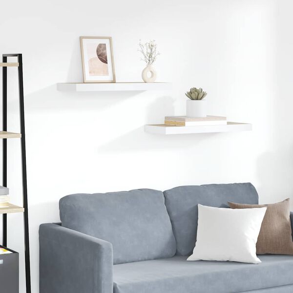 vidaXL Plutajuće zidne police 2 kom hrast i bijele 60x23,5x3,8 cm MDF