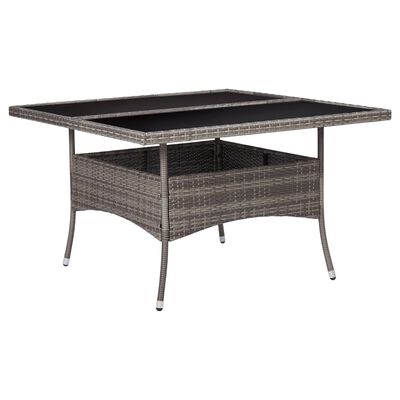 vidaXL Vrtni blagovaonski stol od poliratana i stakla sivi