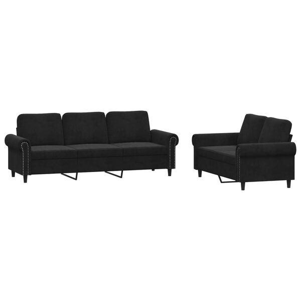 vidaXL 2-dijelni set sofa s jastucima crni bar&scaron;unasti
